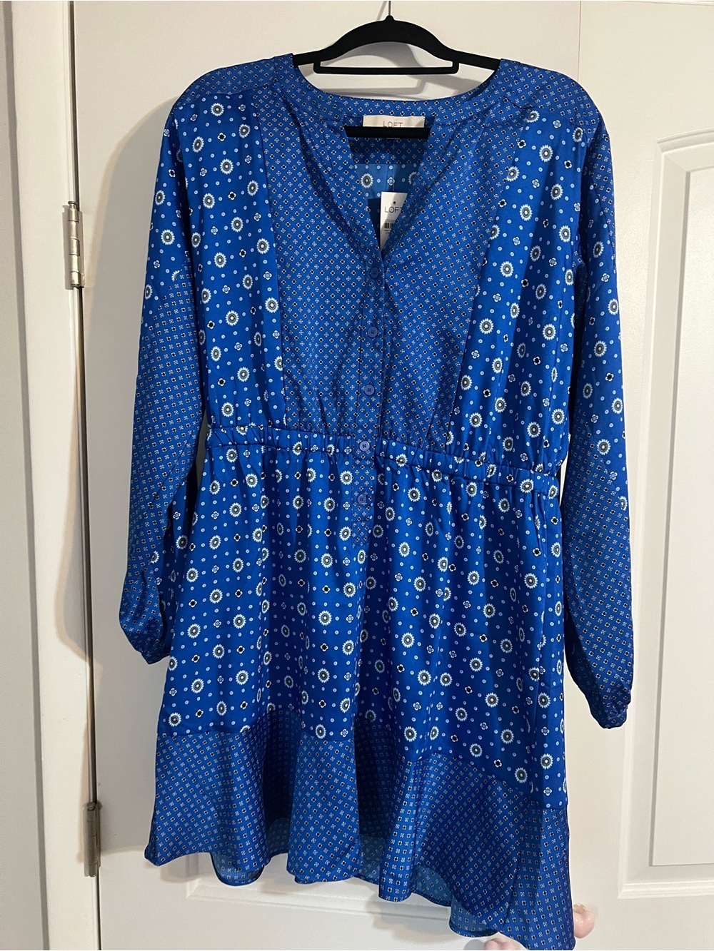 NWT LOFT Blue Floral Print Smock Dress